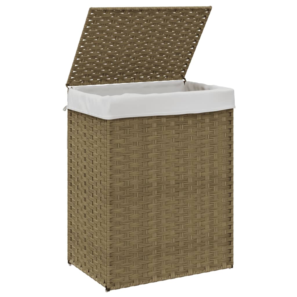 vidaXL Wäschekorb mit Deckel 46x33x60 cm Poly Rattan