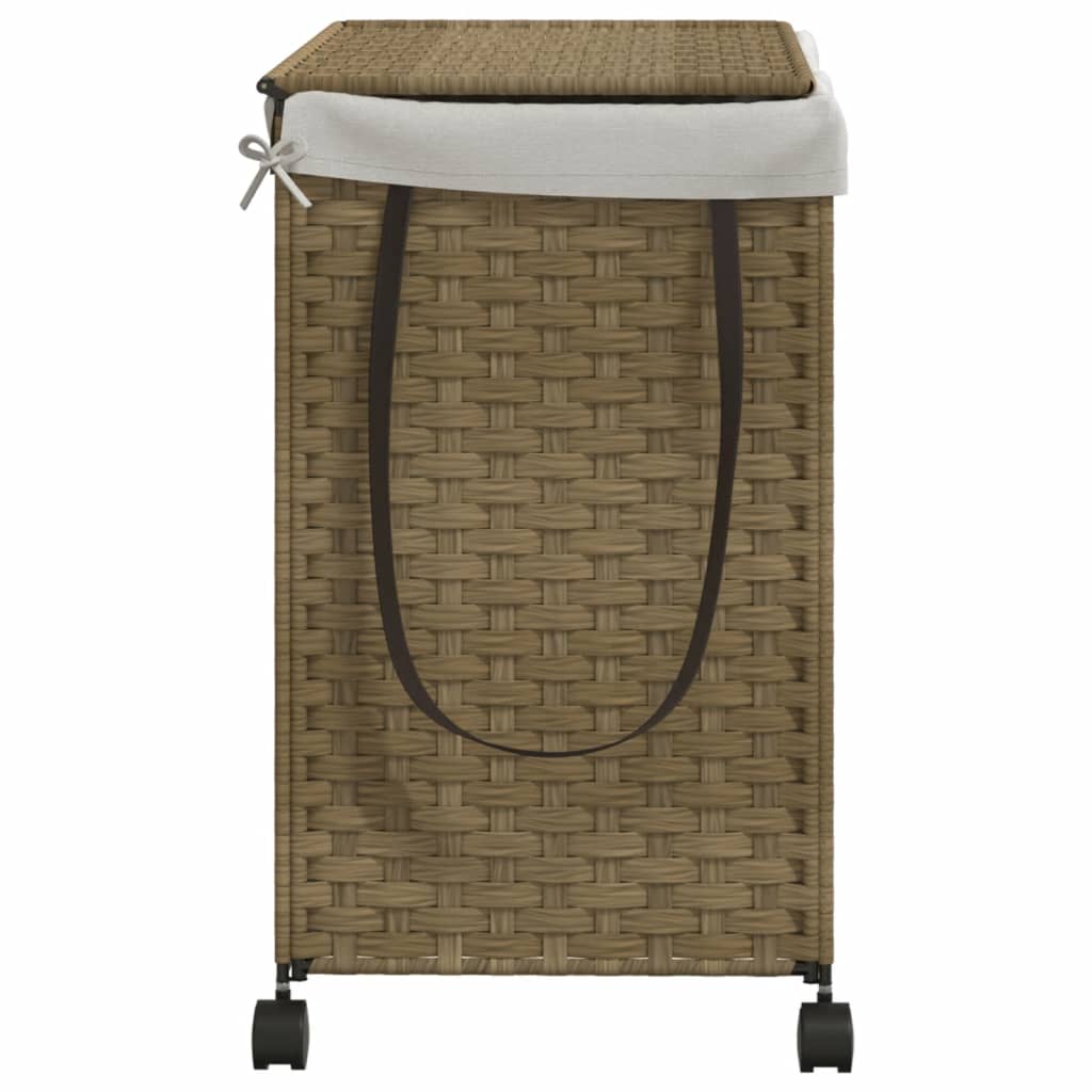 vidaXL Wäschekorb mit Rollen 60x35x60,5 cm Rattan