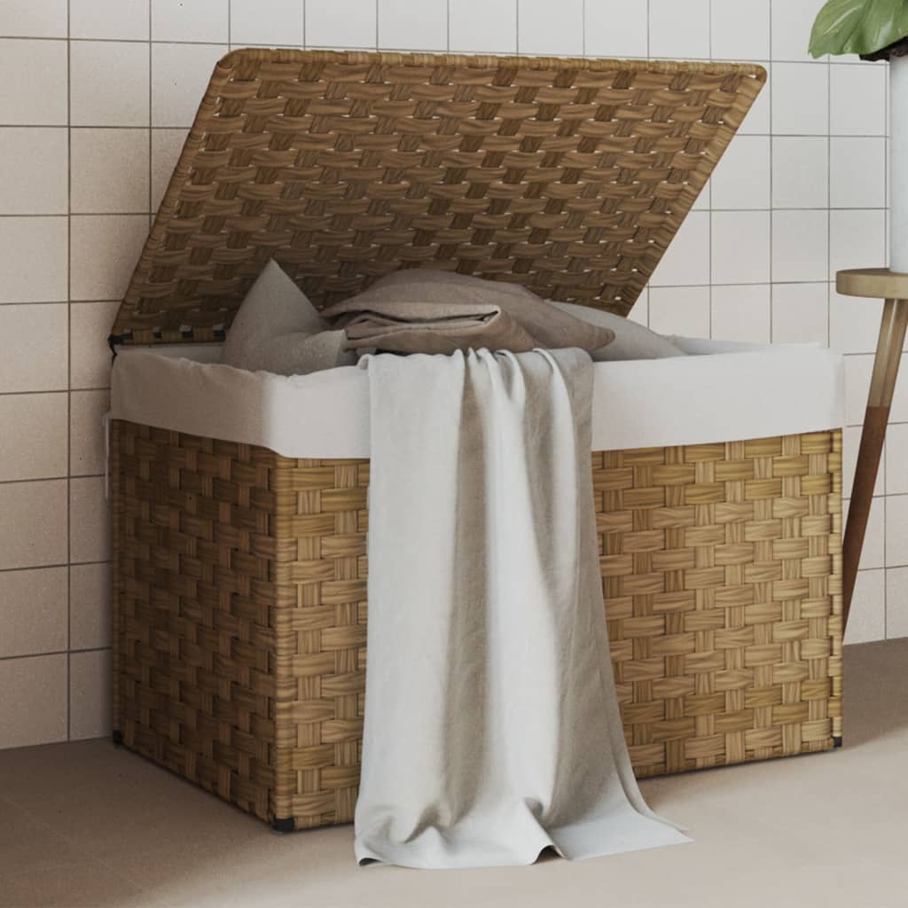 vidaXL Wäschekorb mit Deckel 55,5x35x34 cm Poly Rattan