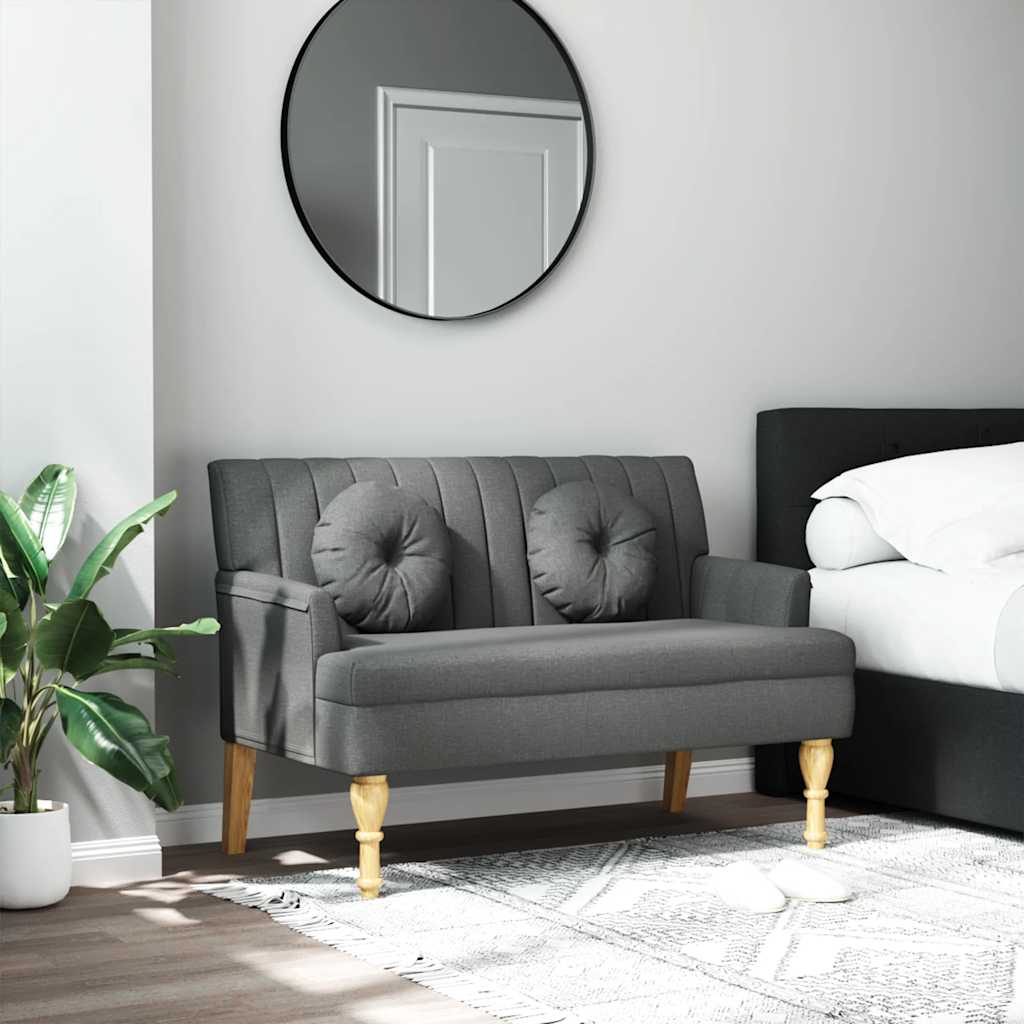 vidaXL Sitzbank mit Kissen Hellgrau 113x64,5x75,5 cm Stoff