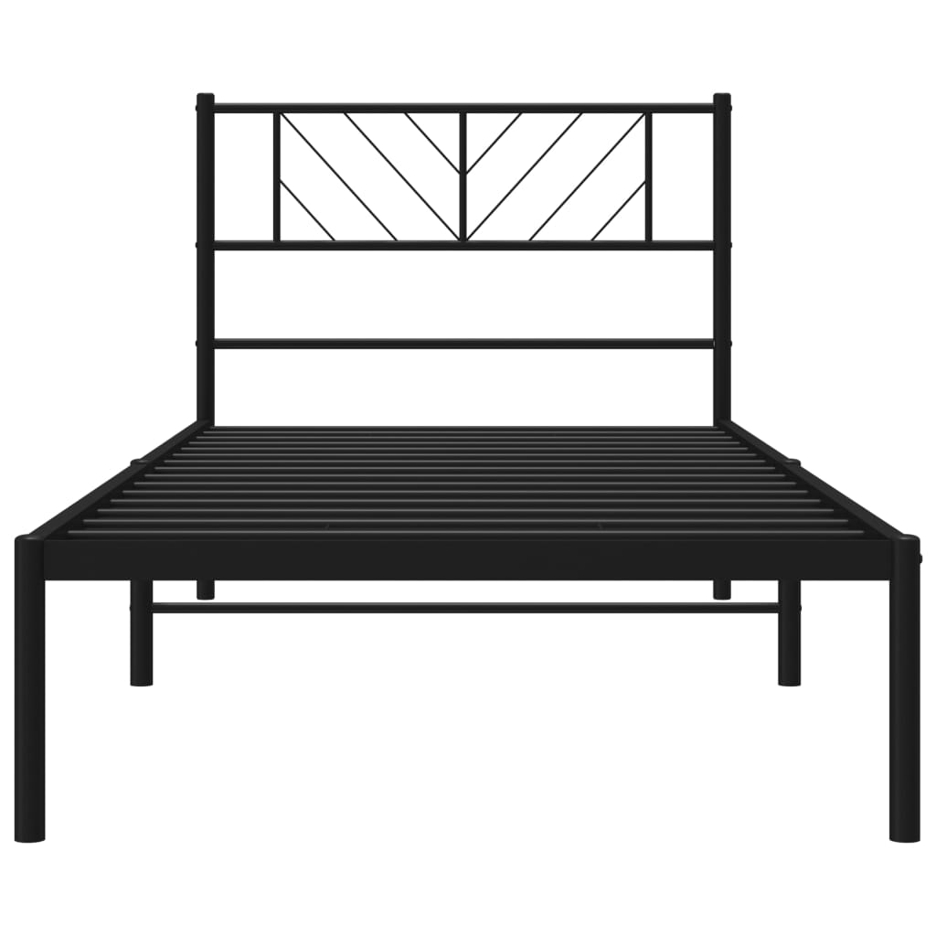vidaXL Bettgestell mit Kopfteil Metall Schwarz 75x190 cm