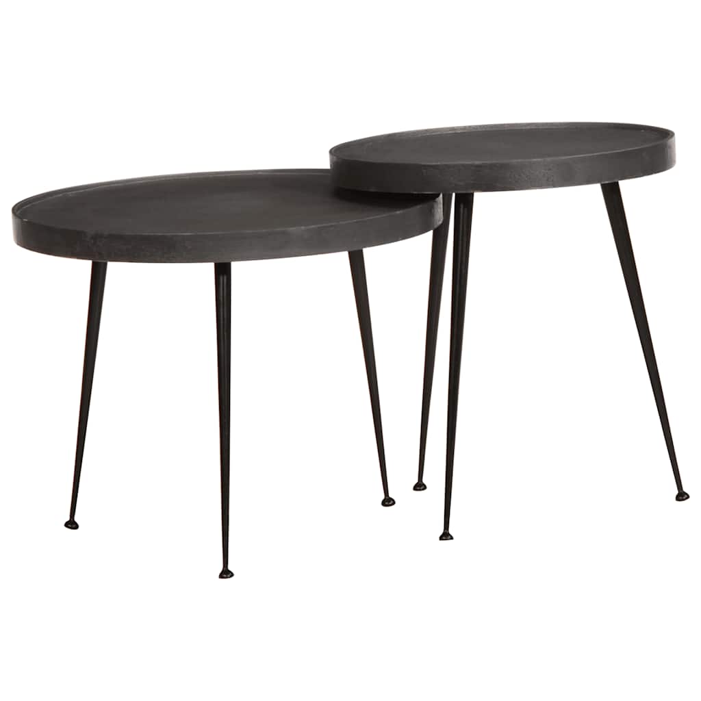vidaXL Couchtisch 2 Stk. Schwarz Holzwerkstoff