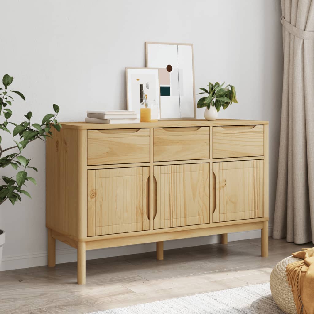 vidaXL Sideboard FLORO Wachsbraun 114x43x74 cm Massivholz Kiefer