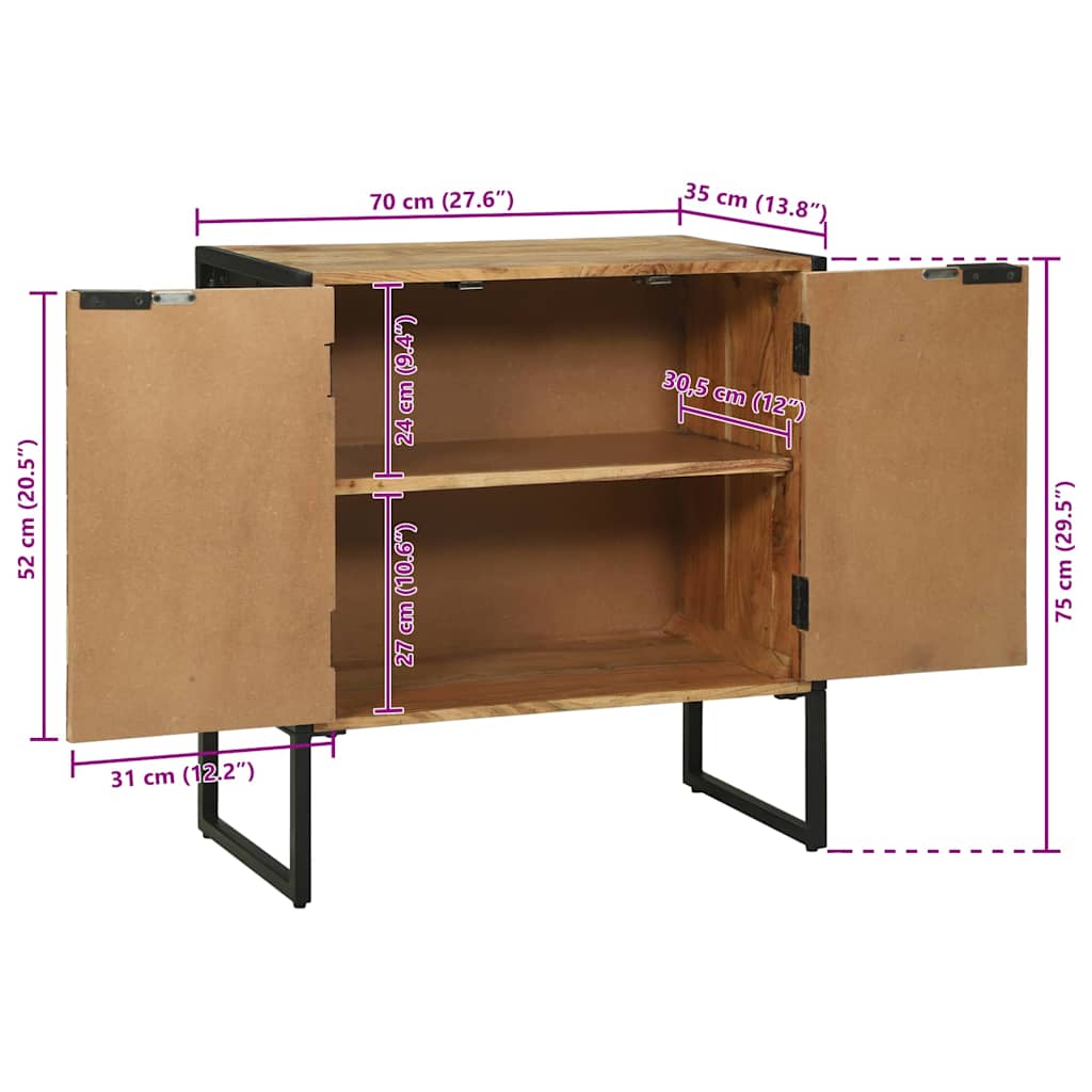 vidaXL Sideboard 70 x 35 x 75 cm Massivholz Akazie