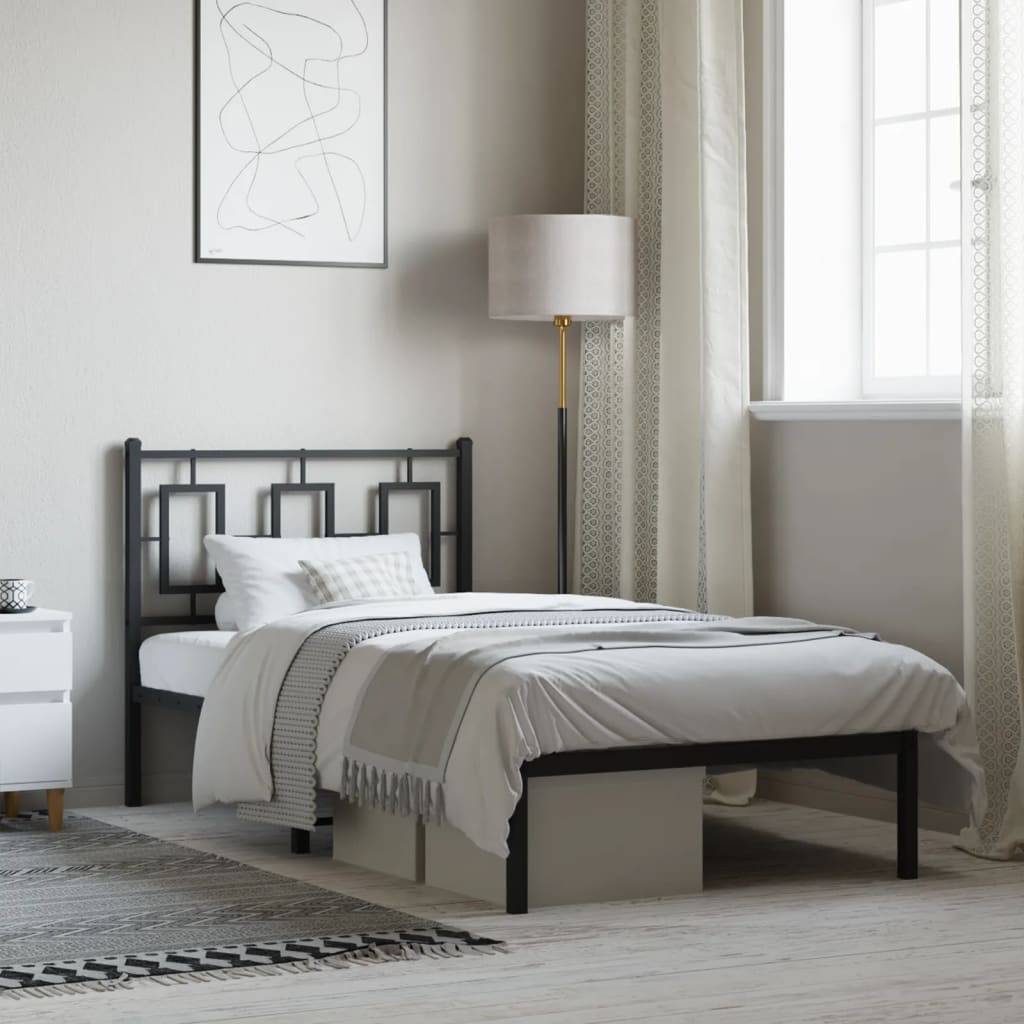 vidaXL Bettgestell mit Kopfteil Metall Schwarz 75x190 cm