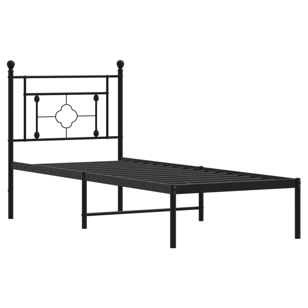 vidaXL Bettgestell mit Kopfteil Metall Schwarz 75x190 cm