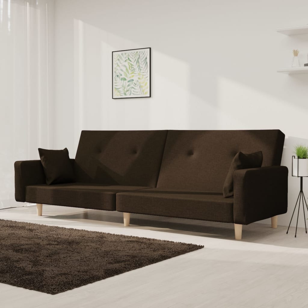 vidaXL Schlafsofa 2-Sitzer mit 2 Kissen Hellgrau Stoff