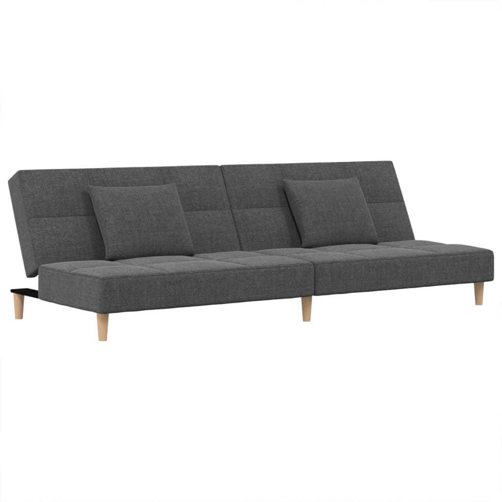 vidaXL Schlafsofa 2-Sitzer mit 2 Kissen Hellgrau Stoff