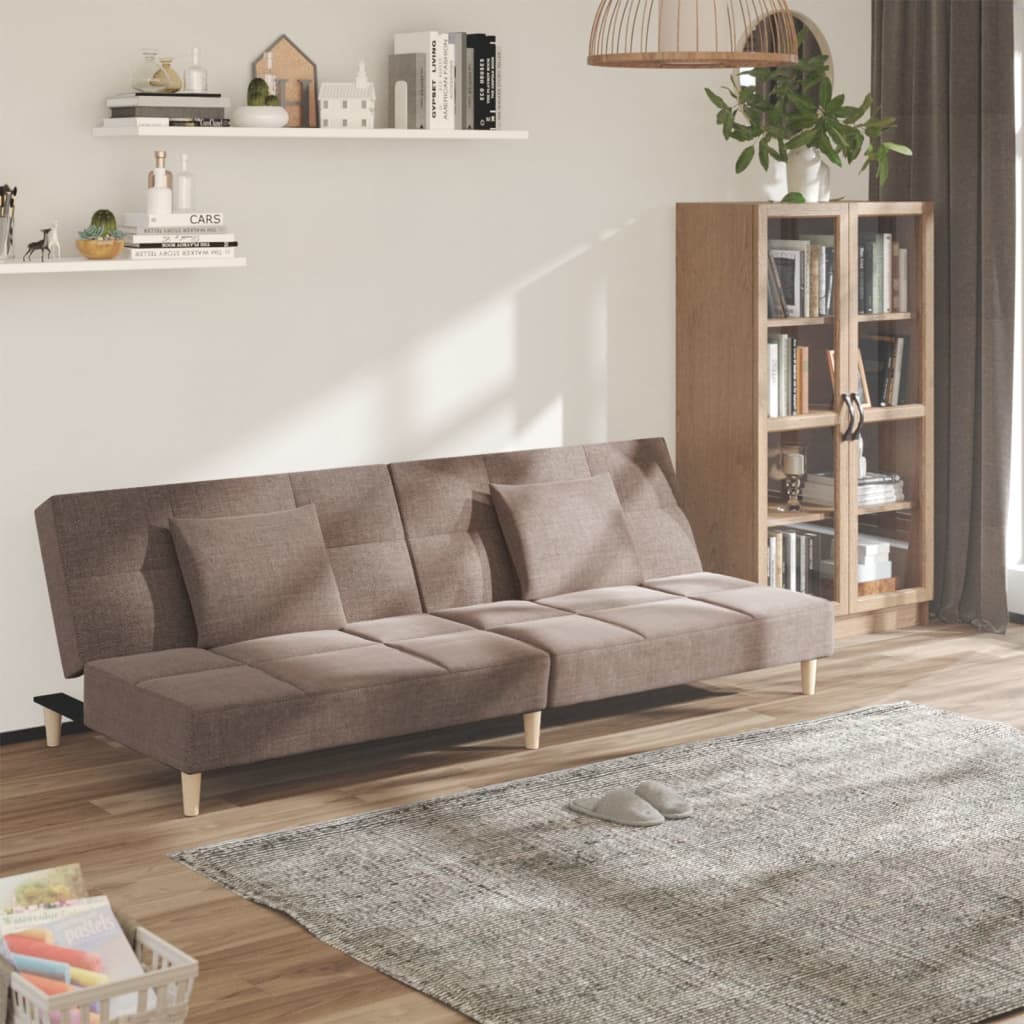 vidaXL Schlafsofa 2-Sitzer mit 2 Kissen Hellgrau Stoff