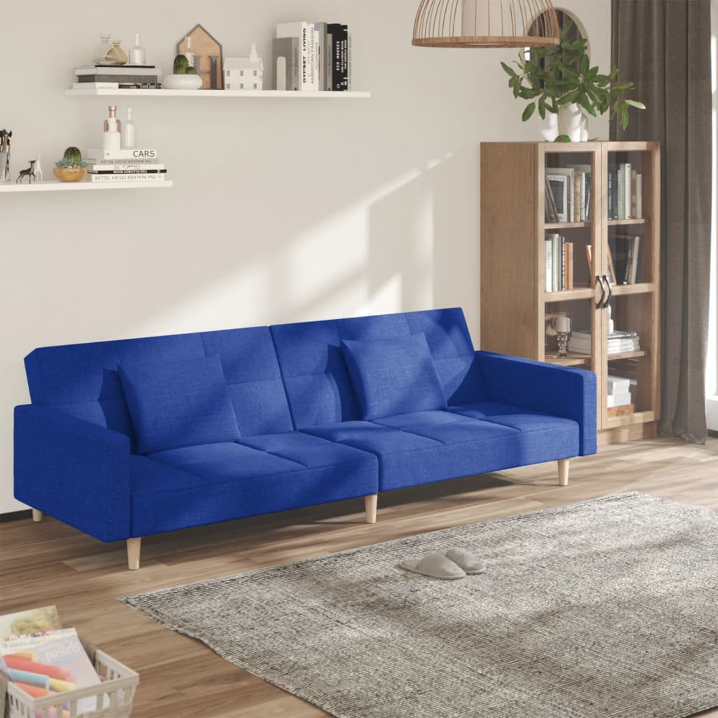 vidaXL Schlafsofa 2-Sitzer mit 2 Kissen Hellgrau Stoff