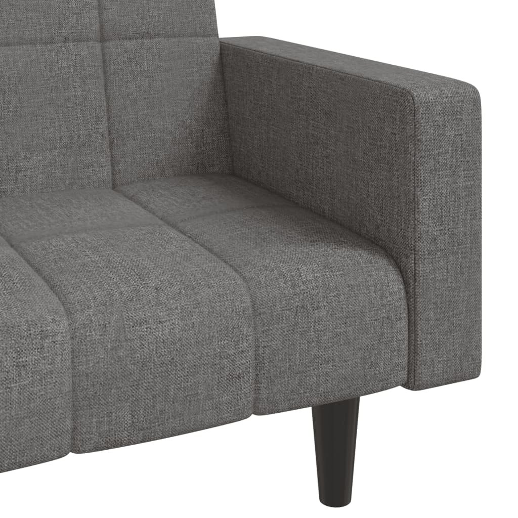 vidaXL Schlafsofa 2-Sitzer mit 2 Kissen Hellgrau Stoff