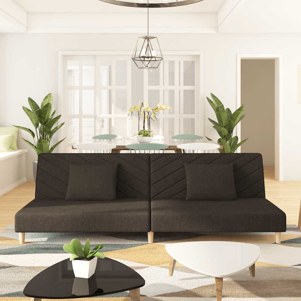 vidaXL Schlafsofa 2-Sitzer mit 2 Kissen Hellgrau Stoff