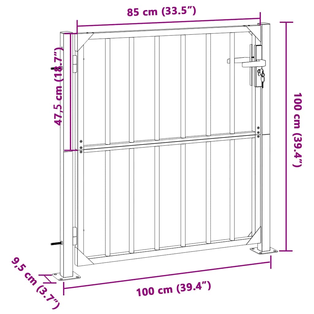vidaXL Gartentor 100 x 95 cm Edelstahl