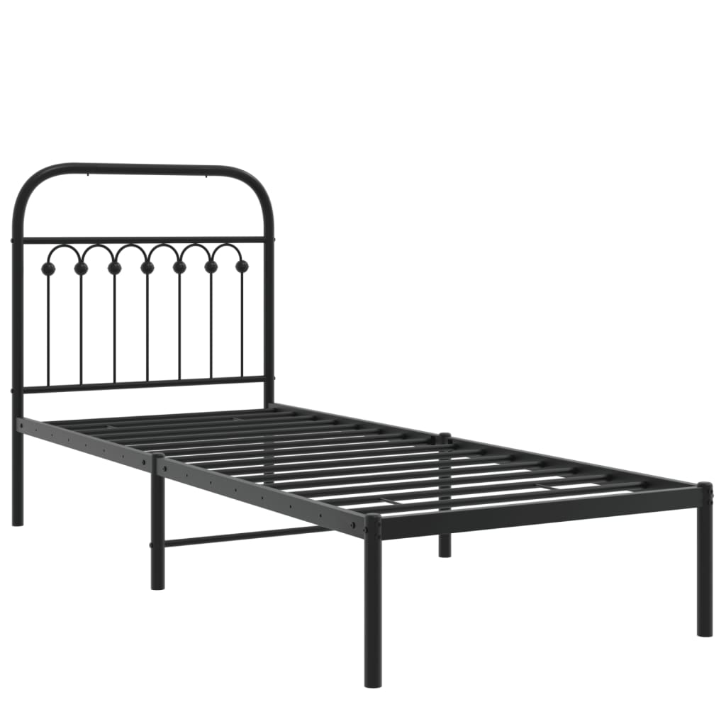 vidaXL Bettgestell mit Kopfteil Metall Schwarz 75x190 cm