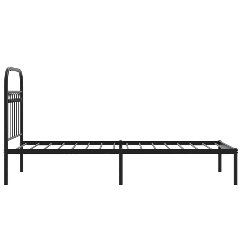 vidaXL Bettgestell mit Kopfteil Metall Schwarz 75x190 cm