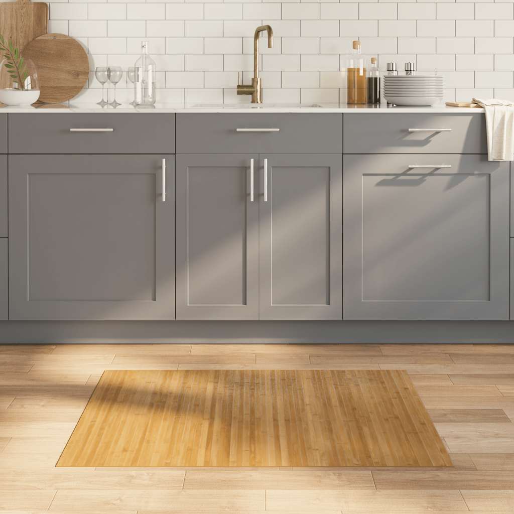 vidaXL Teppich Rechteckig Schwarz 60x100 cm Bambus