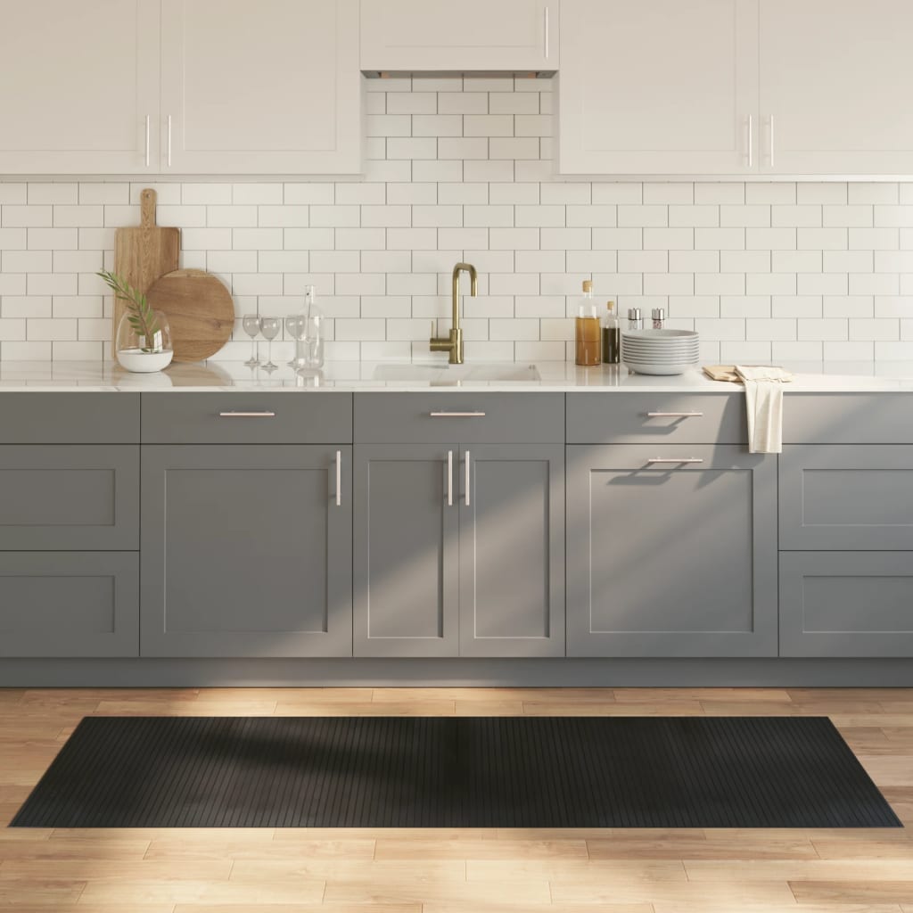 vidaXL Teppich Rechteckig Schwarz 60x100 cm Bambus