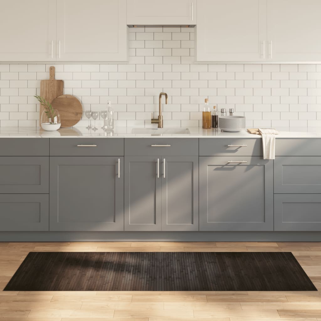 vidaXL Teppich Rechteckig Schwarz 60x100 cm Bambus