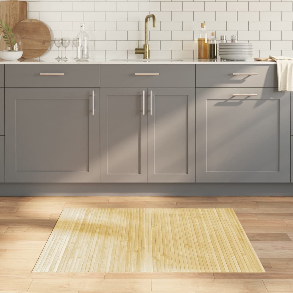 vidaXL Teppich Rechteckig Schwarz 60x100 cm Bambus