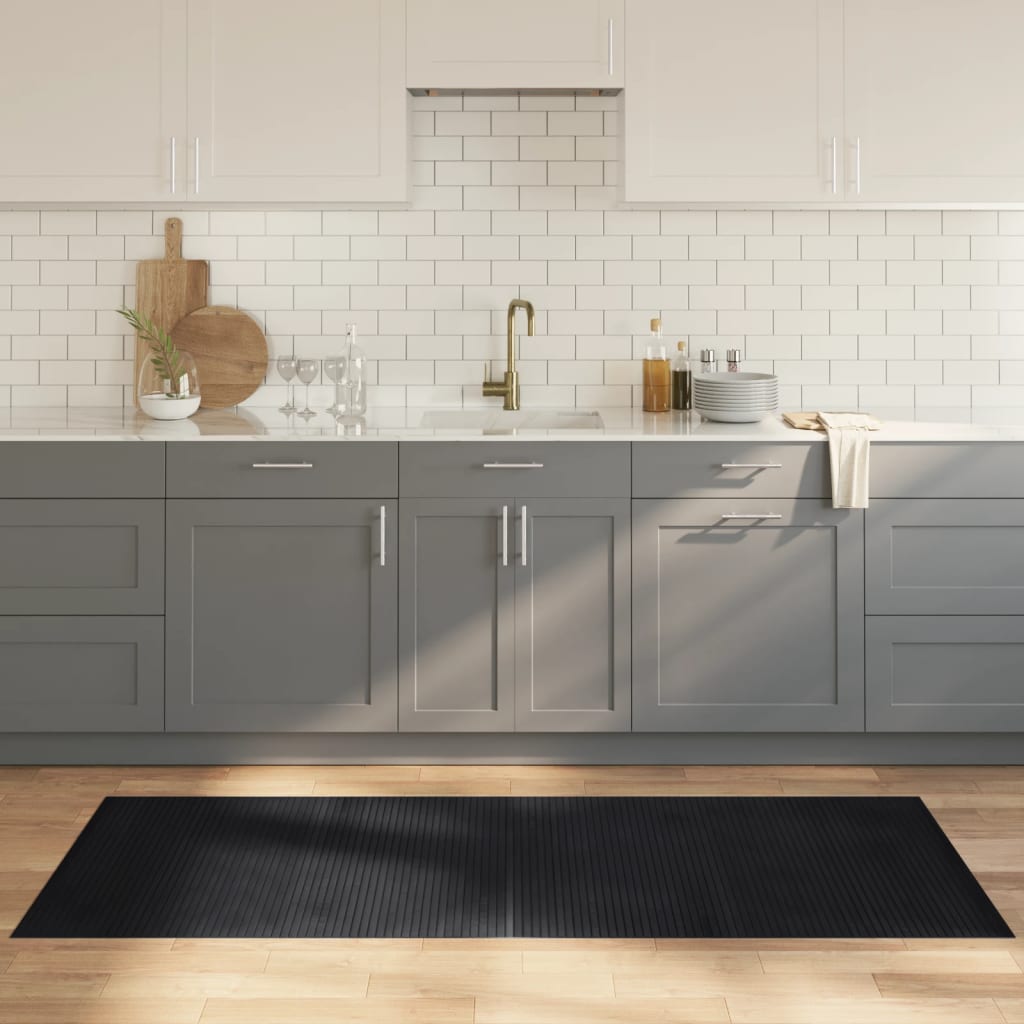 vidaXL Teppich Rechteckig Schwarz 60x100 cm Bambus