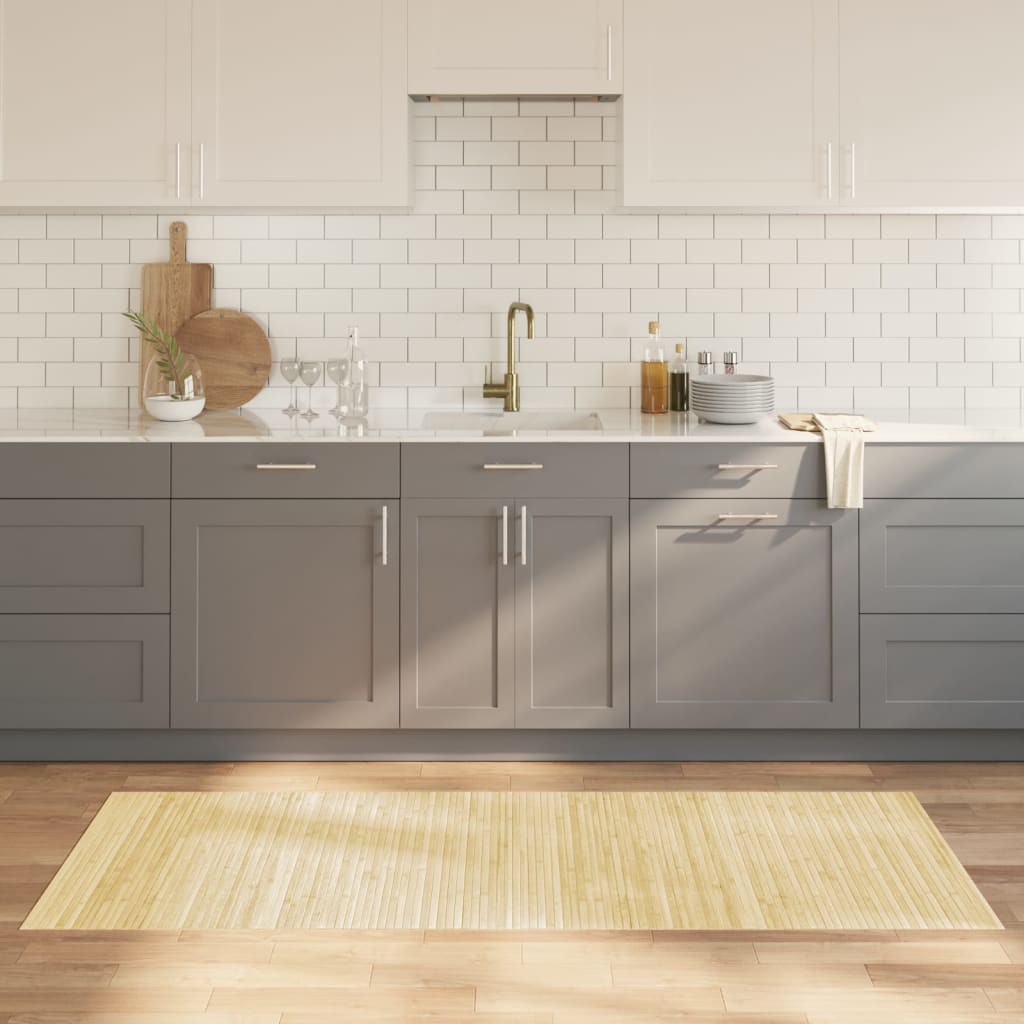 vidaXL Teppich Rechteckig Schwarz 60x100 cm Bambus