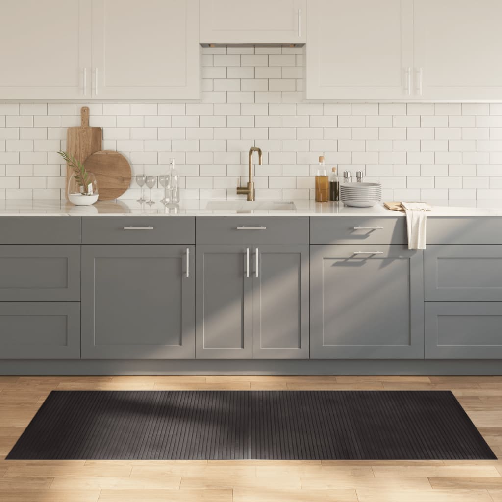 vidaXL Teppich Rechteckig Schwarz 60x100 cm Bambus