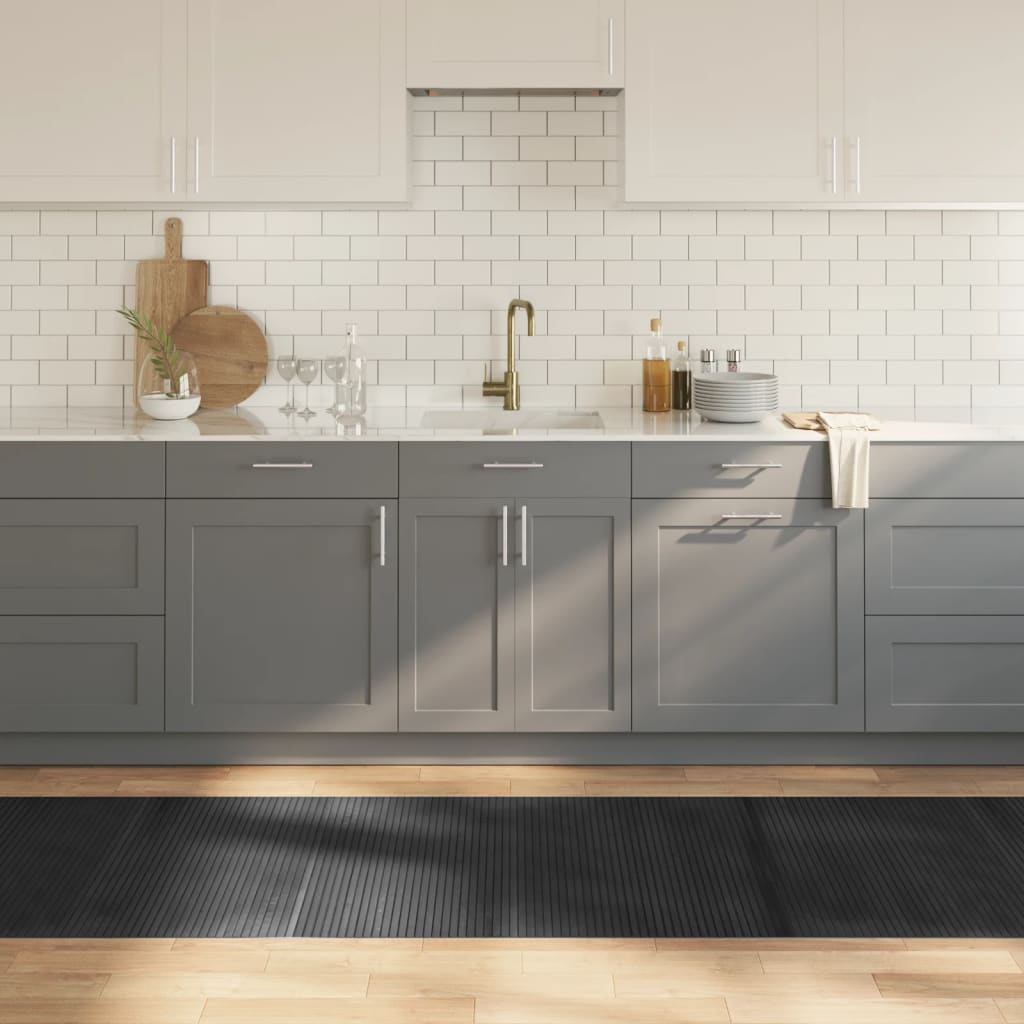 vidaXL Teppich Rechteckig Schwarz 60x100 cm Bambus