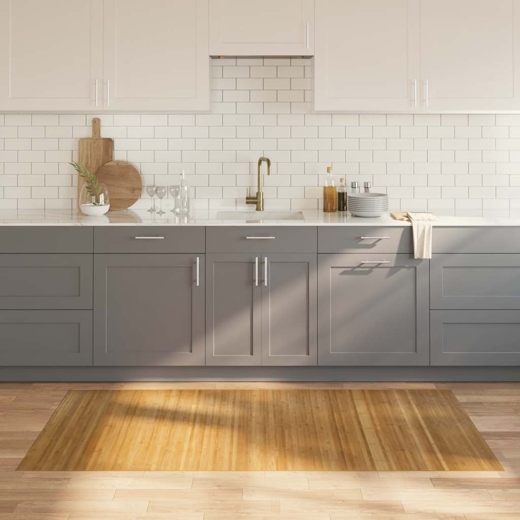 vidaXL Teppich Rechteckig Schwarz 60x100 cm Bambus