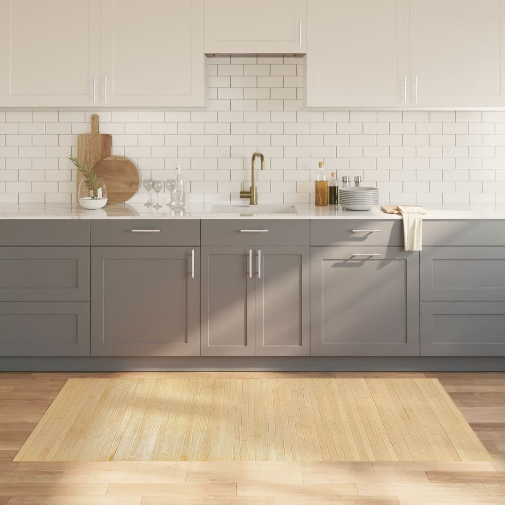 vidaXL Teppich Rechteckig Schwarz 60x100 cm Bambus