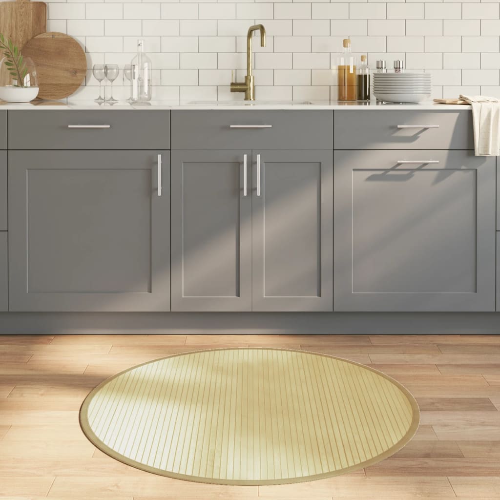 vidaXL Teppich Rund Braun 60 cm Bambus