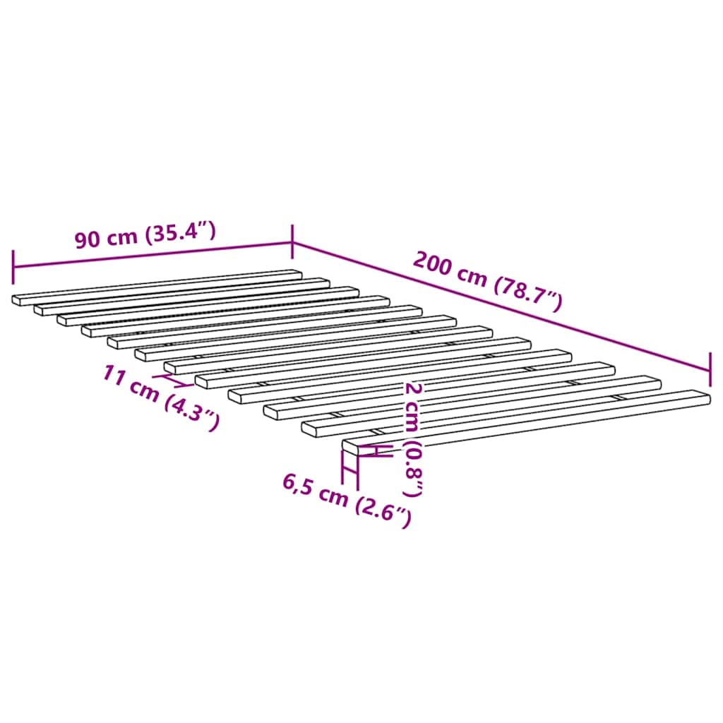 vidaXL Lattenrost 90x200 cm Massivholz Kiefer