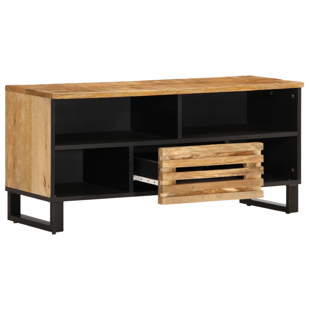 vidaXL TV-Schrank 100x34x46 cm Raues Massives Mangoholz