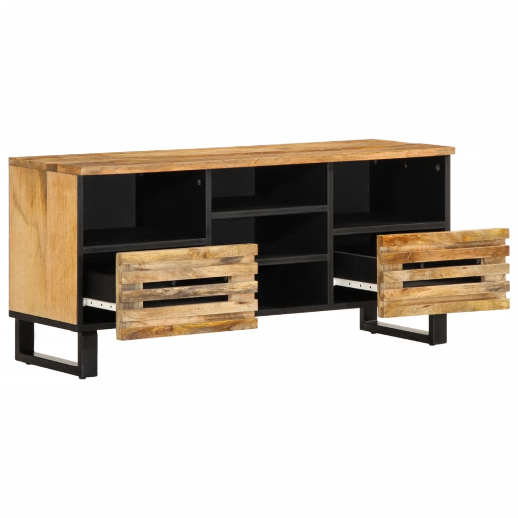 vidaXL TV-Schrank 100x34x46 cm Raues Massives Mangoholz