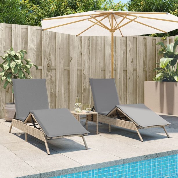 vidaXL Sonnenliege mit Auflage Schwarz Poly-Rattan