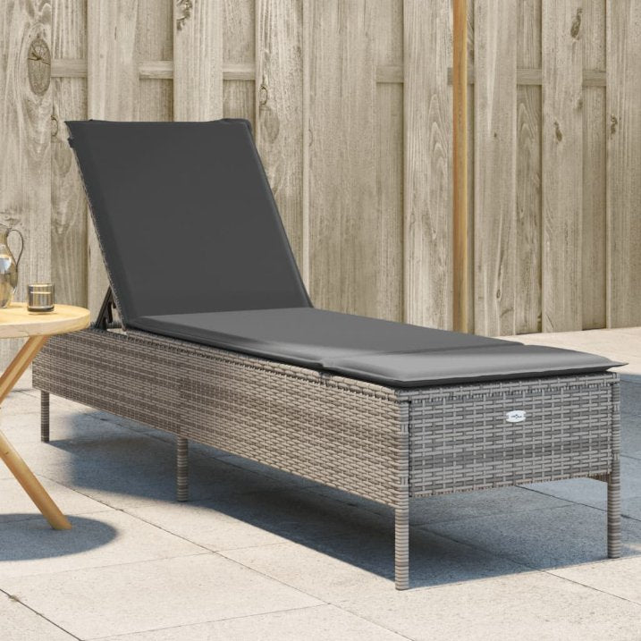 vidaXL Sonnenliege mit Auflage Schwarz Poly-Rattan