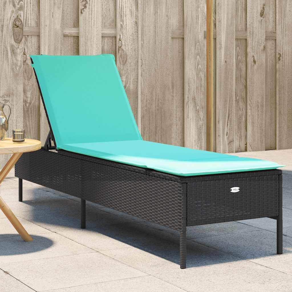 vidaXL Sonnenliege mit Kissen Grau Poly Rattan