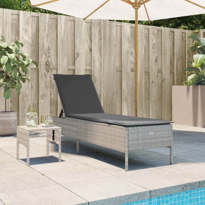 vidaXL Sonnenliege mit Auflage Schwarz Poly-Rattan