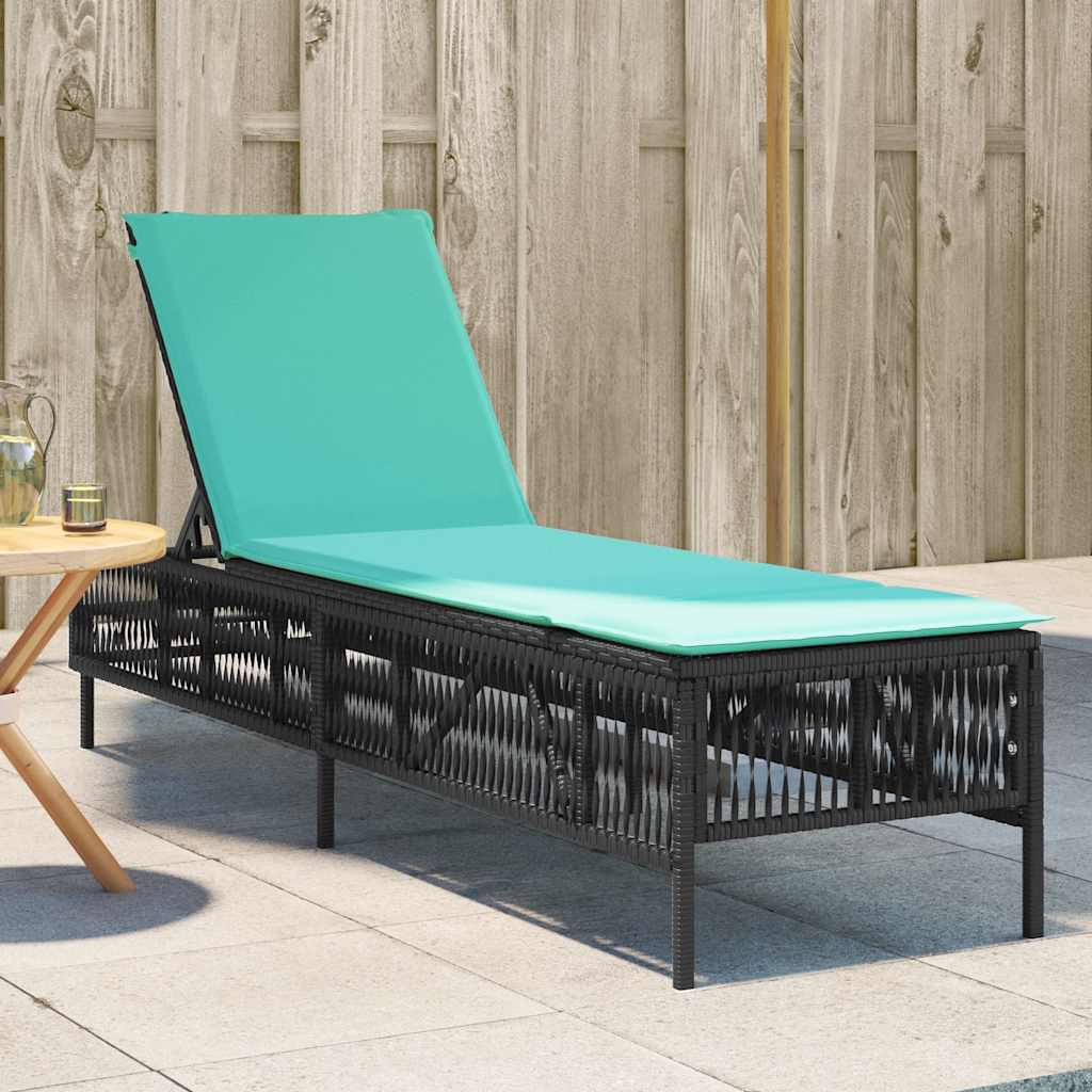 vidaXL Sonnenliege mit Kissen Grau Poly Rattan