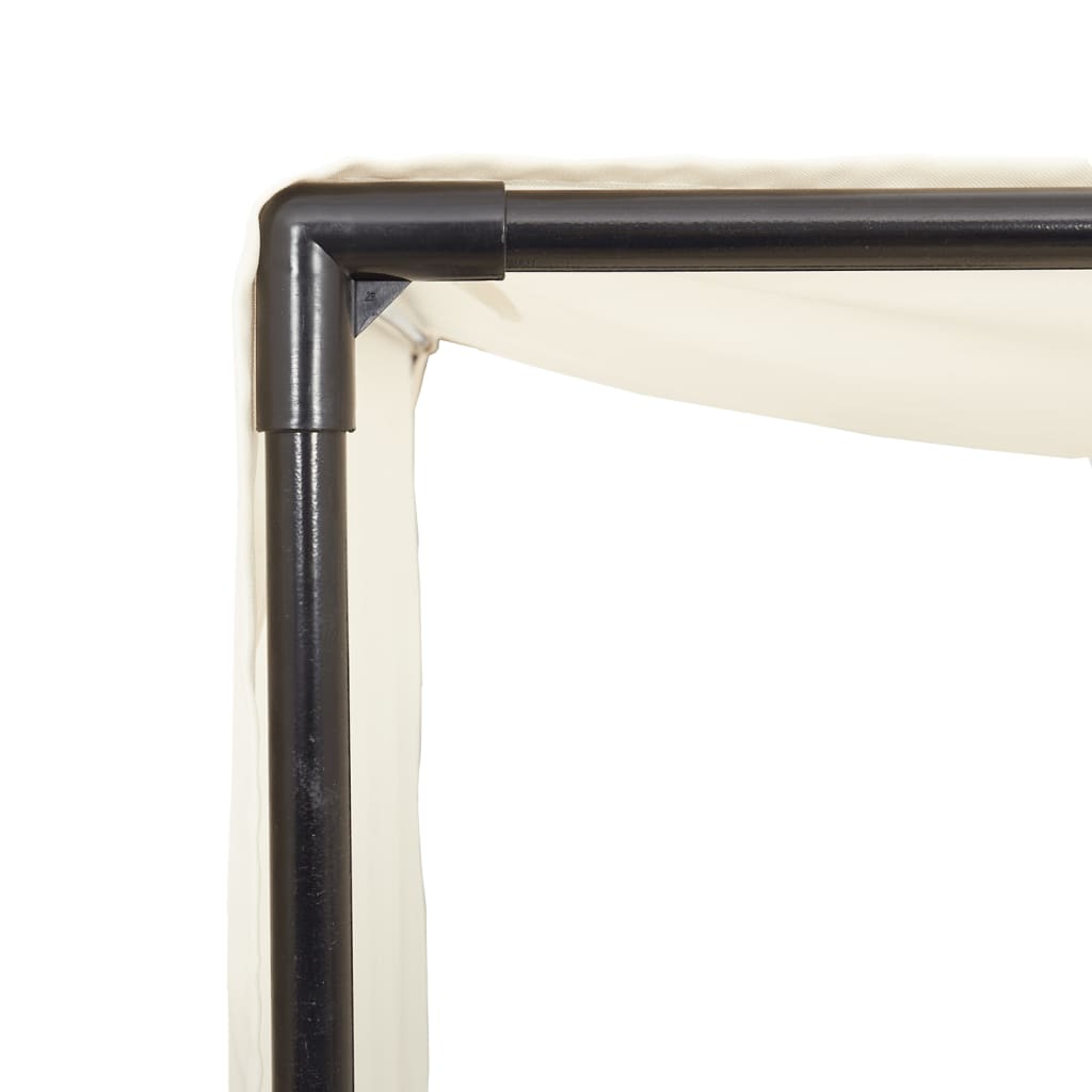 vidaXL Doppel-Sonnenliege mit Dach und Vorhängen Schwarz Poly-Rattan