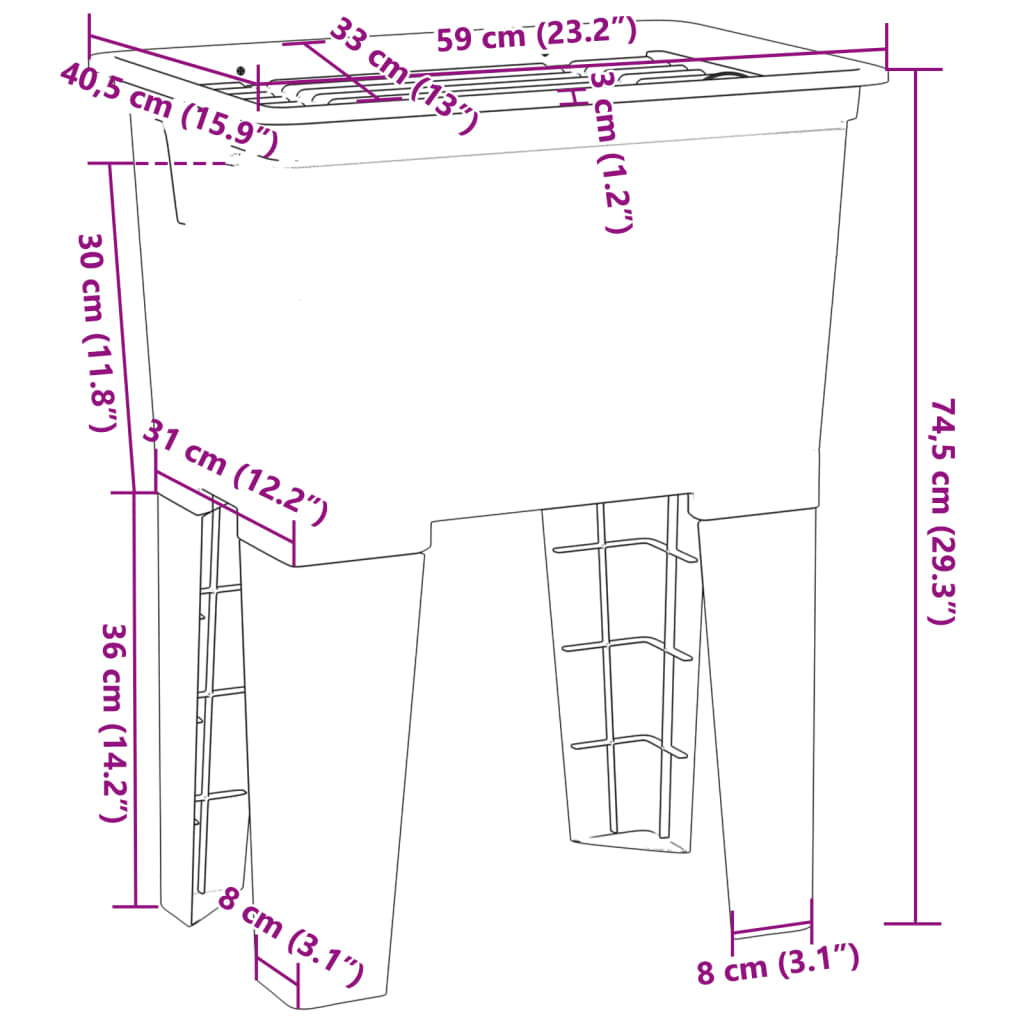 vidaXL Wäschekanne Weiß 59x41x75 cm Harz