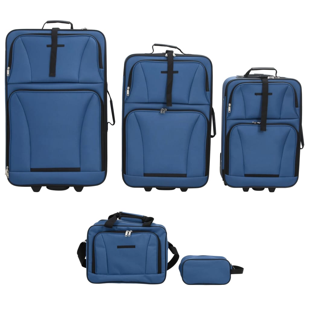 vidaXL 5-tlg. Reisekoffer-Set Blau Stoff