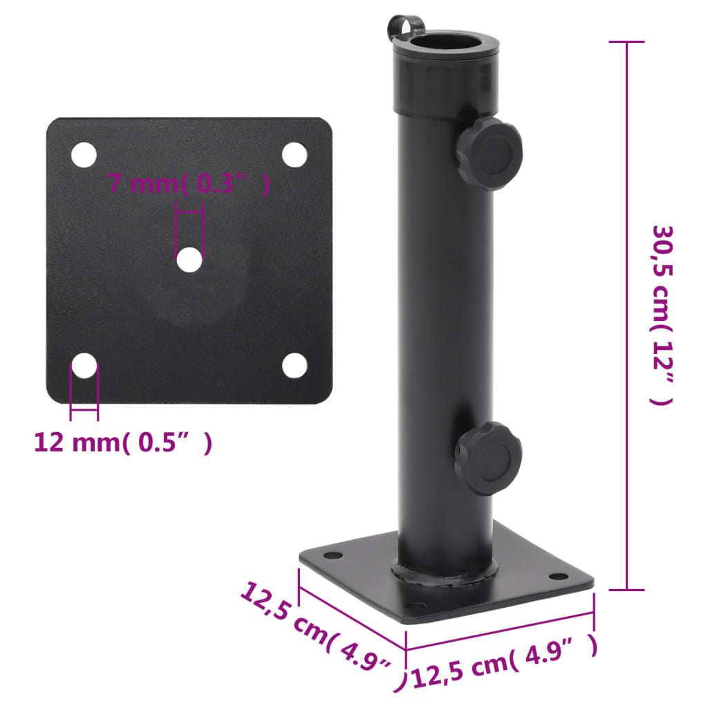 vidaXL Sonnenschirmständer für Ø38/48 mm Mast Mattschwarz Stahl