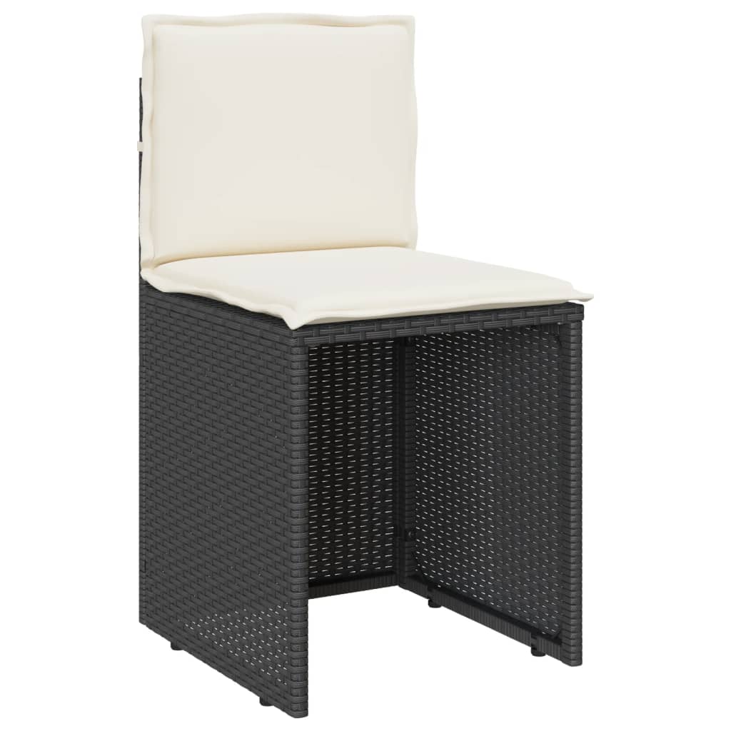 vidaXL 3-tlg. Bistro-Set mit Kissen Schwarz Poly Rattan