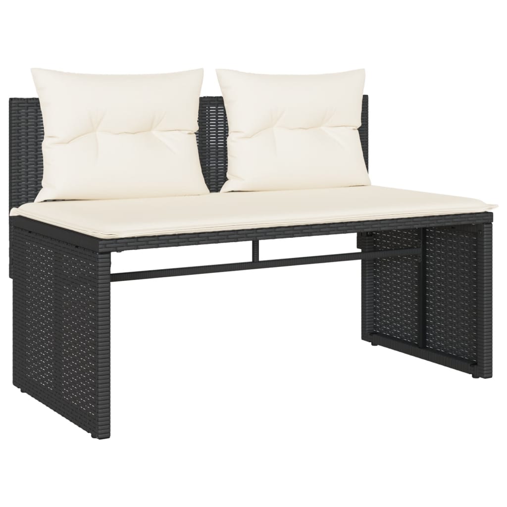 vidaXL 4-tlg. Garten-Sofagarnitur mit Kissen Schwarz Poly Rattan