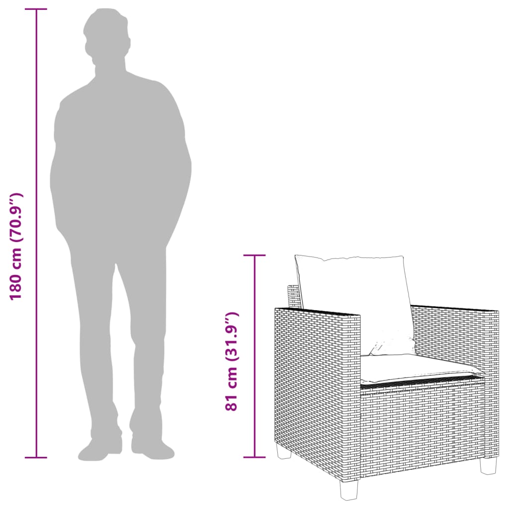 vidaXL 3-tlg. Bistro-Set mit Kissen Schwarz Poly Rattan