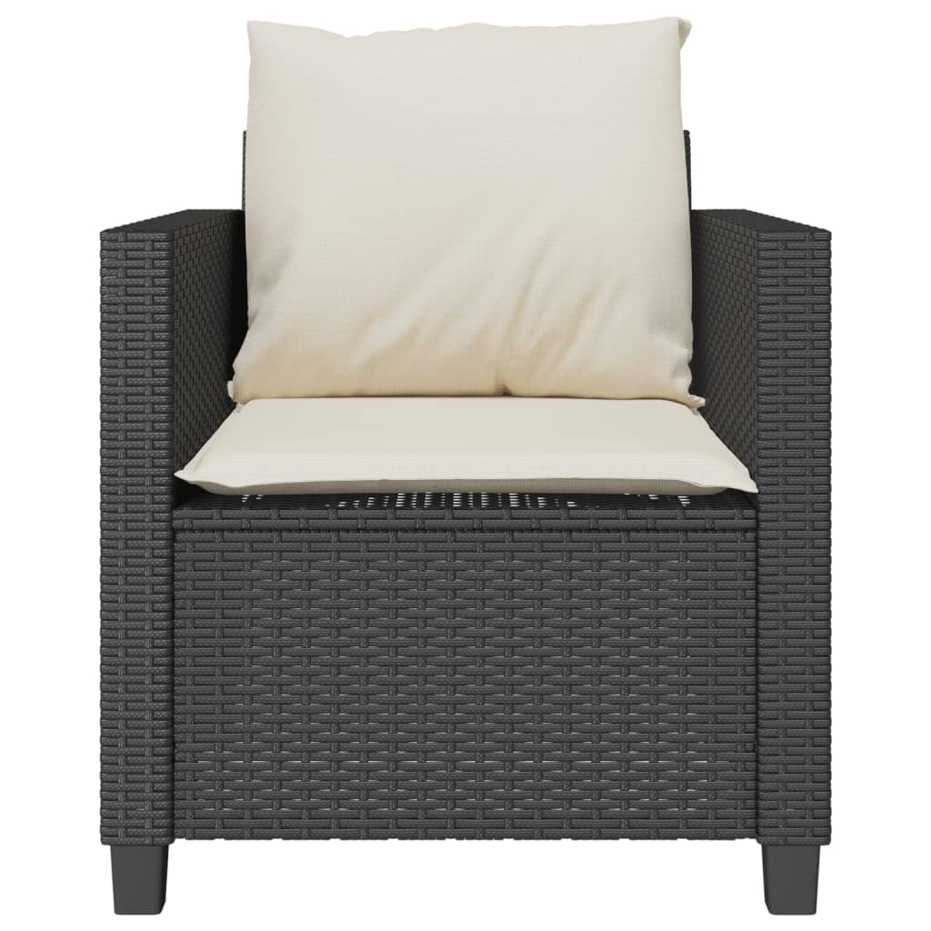 vidaXL 3-tlg. Bistro-Set mit Kissen Schwarz Poly Rattan