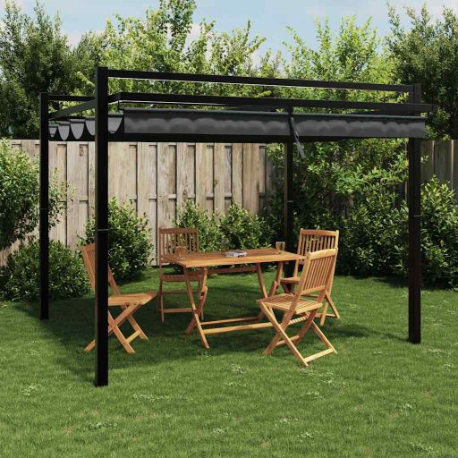 vidaXL Gartenpavillon mit ausziehbarem Dach Creme 3x3 m Aluminium
