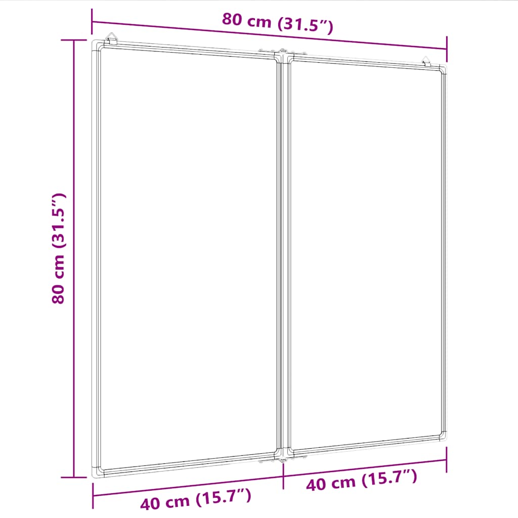 vidaXL Magnetisches Whiteboard Klappbar 80x80x1,7 cm Aluminium