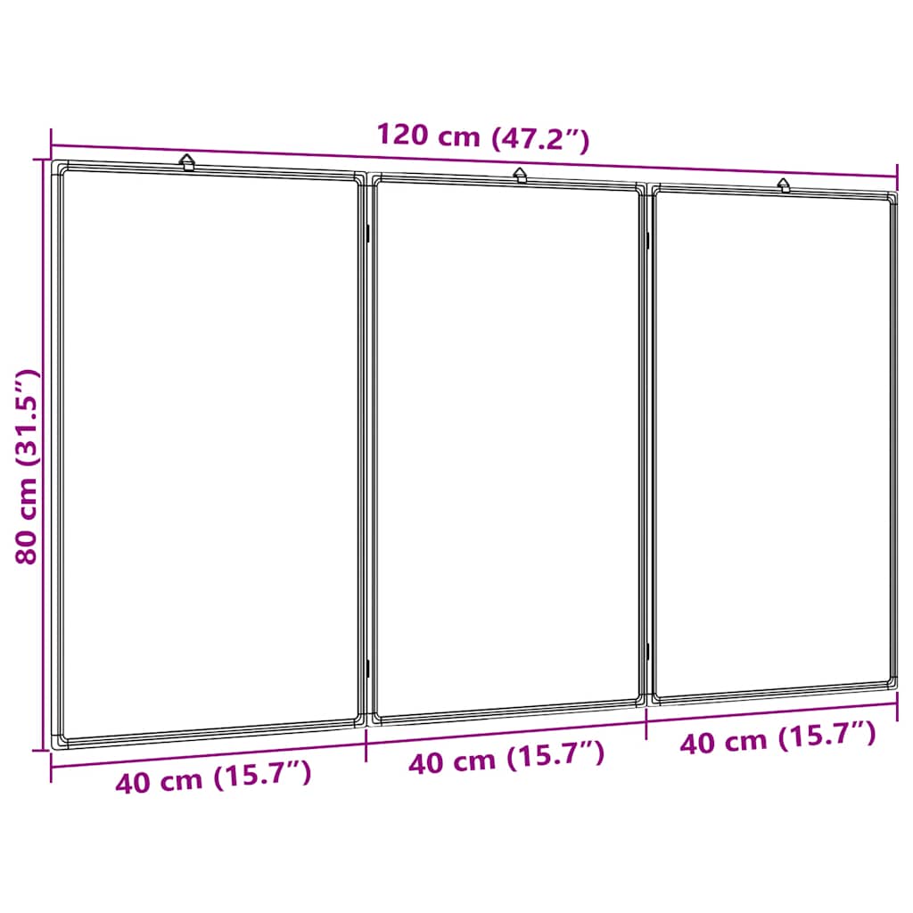 vidaXL Magnetisches Whiteboard Klappbar 120x80x1,7 cm Aluminium