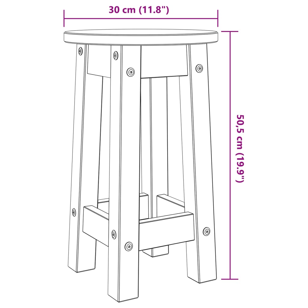 vidaXL Barhocker 2 Stk. Massivholz Kiefer